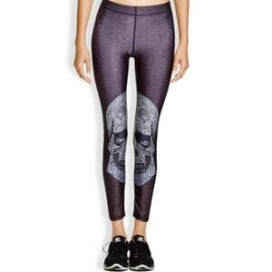 Zara Terez Full Length Leggings Crystal Skull Pull On Style Gray Women's Small